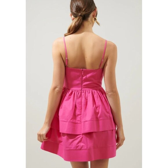 Sugarlips Beatriz Fuchsia Layered Mini Dress Large NEW with tags - Picture 3 of 8